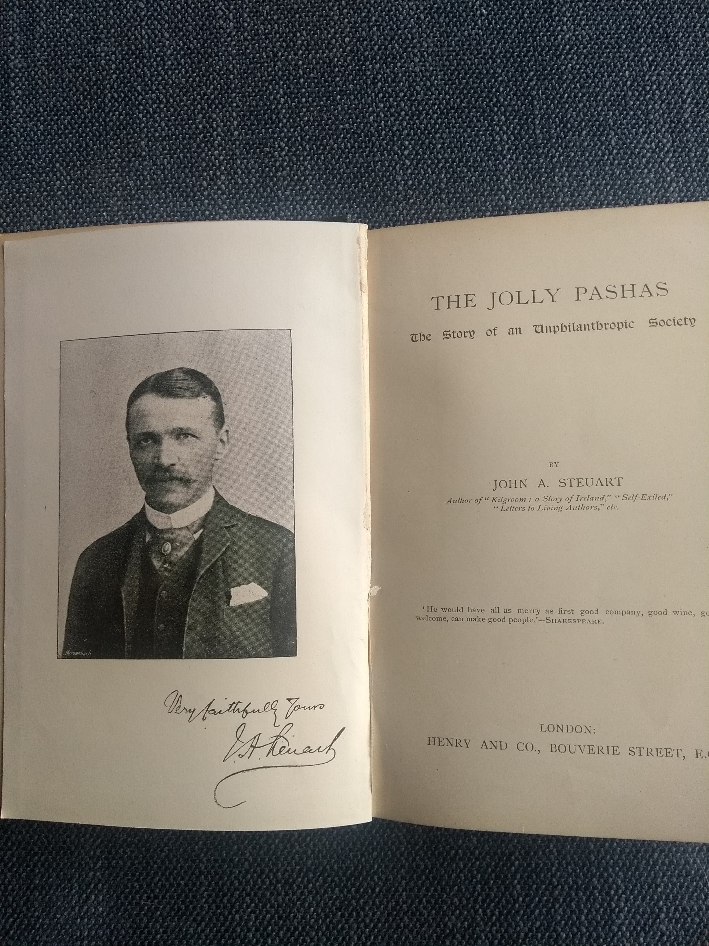 The Jolly Pashas: The Story of an Unphilanthropic Society, by John A Steuart,  [The Whitefriars Library of Wit and Humour: Edited by W. H. Davenport Adams]